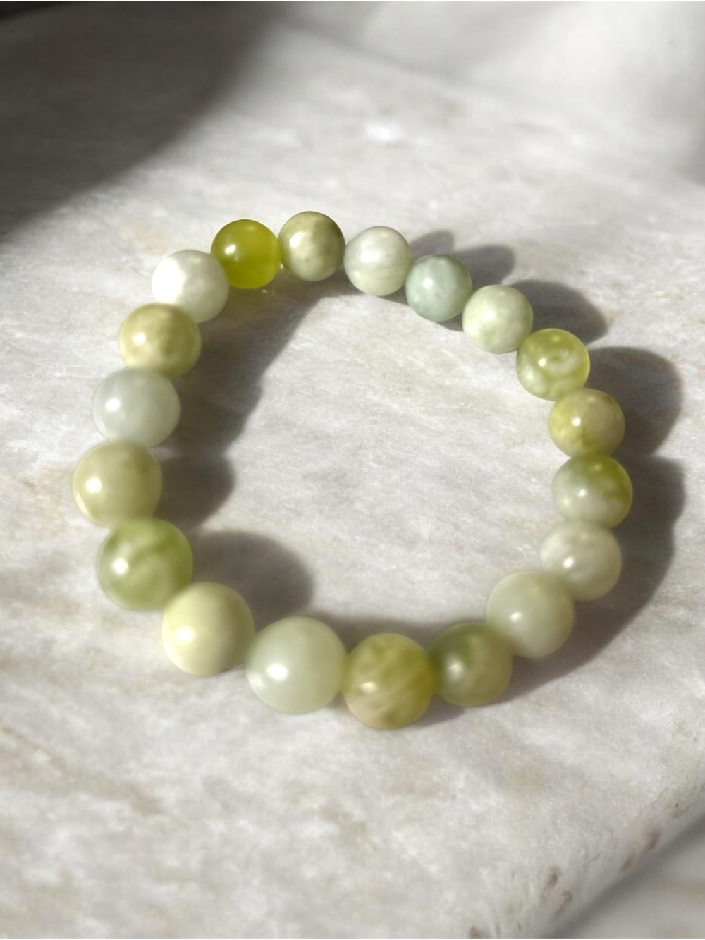 Calming Light Green Jade 10mm Stretch Bracelet